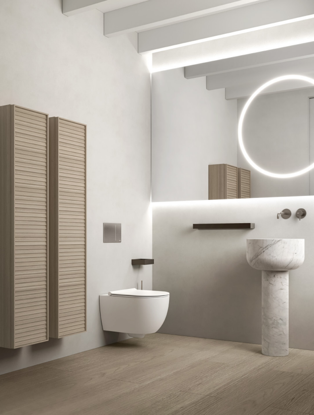 Modern afgewerkte badkamer met industriële look & feeling